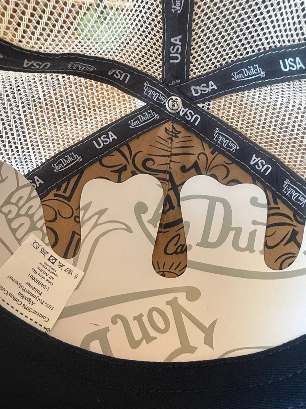 Von Dutch Navy Tan Trucker Hat NWT Y2K Streetwear Mesh Snapback